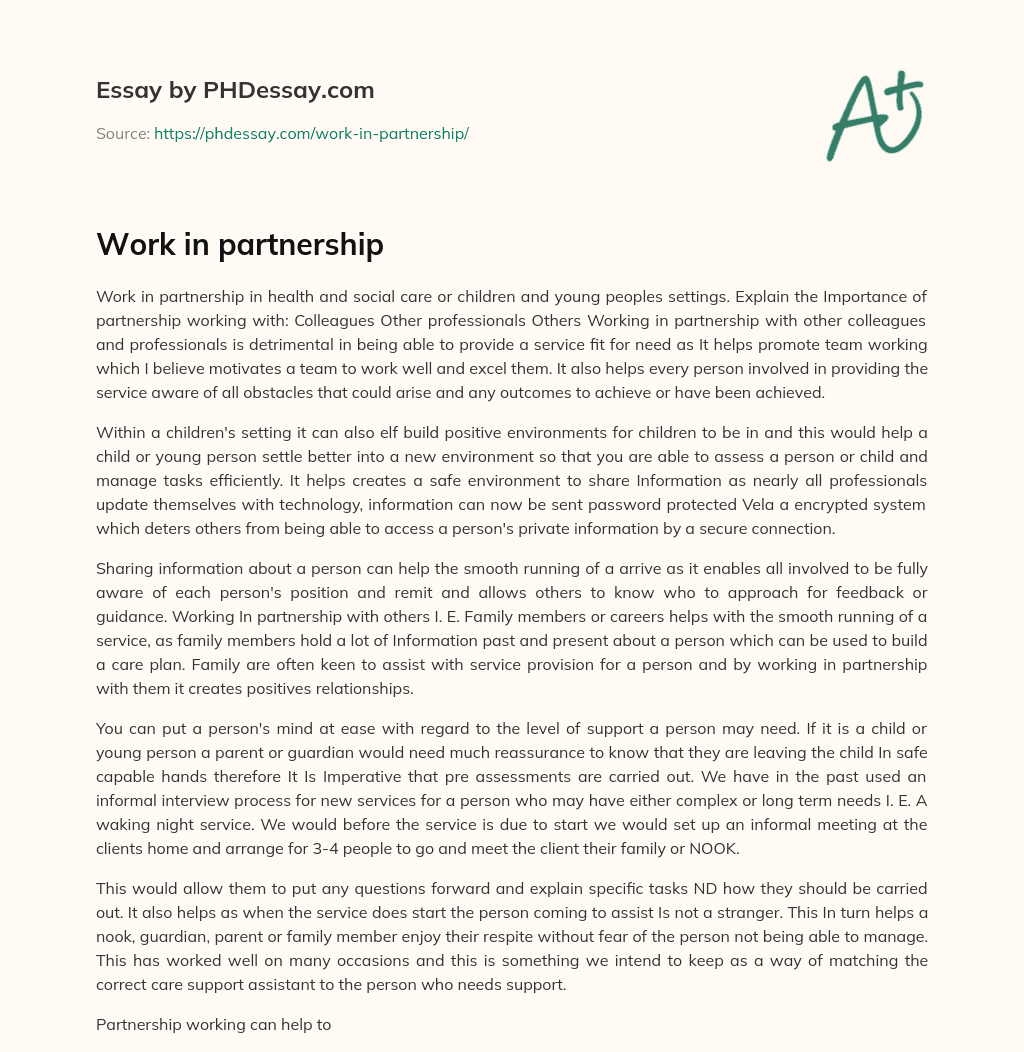 Work in partnership essay