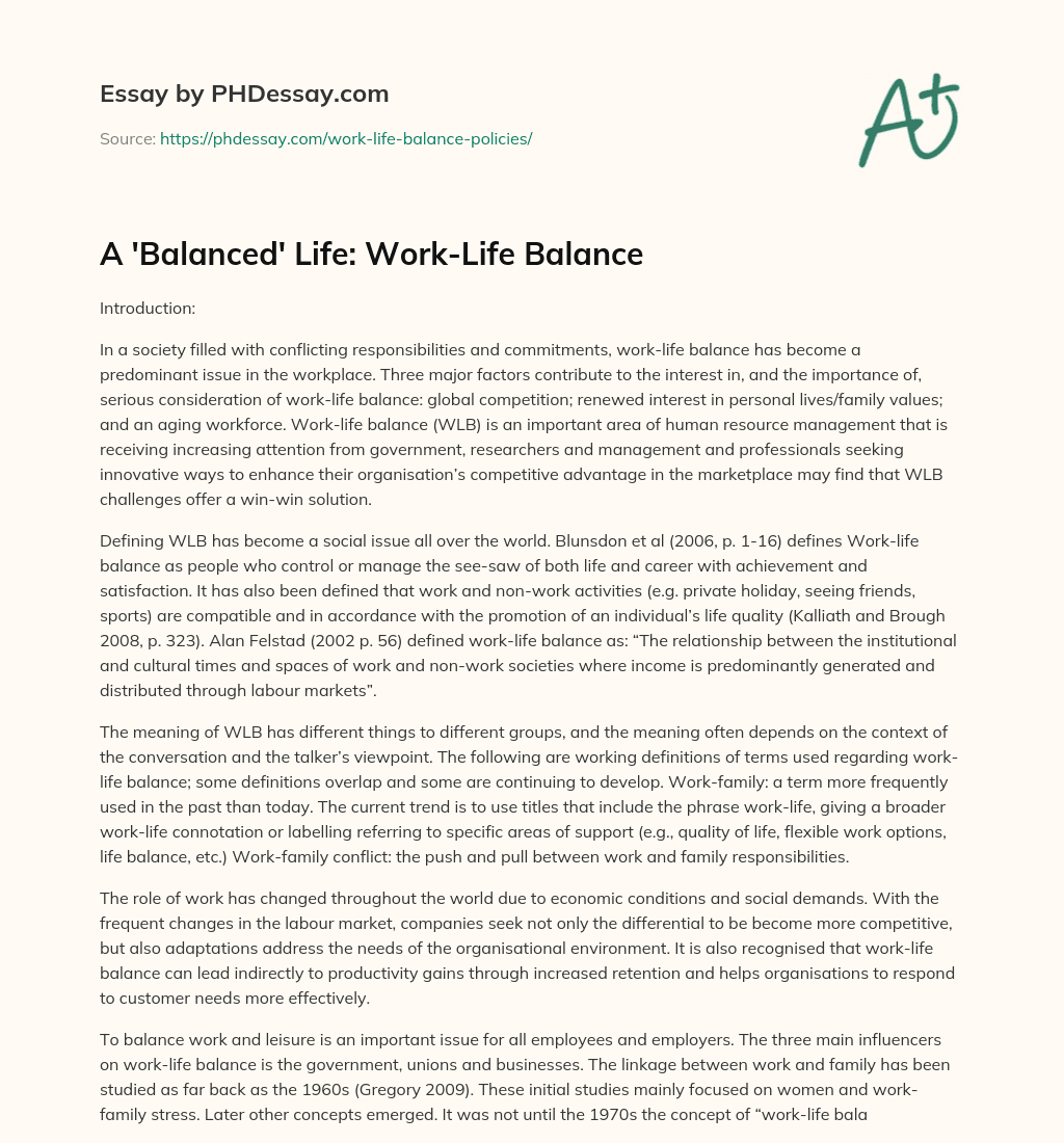 work and life balance essay