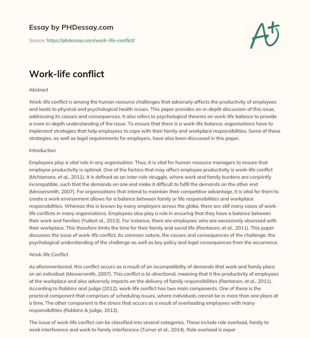 Work-life conflict - PHDessay.com