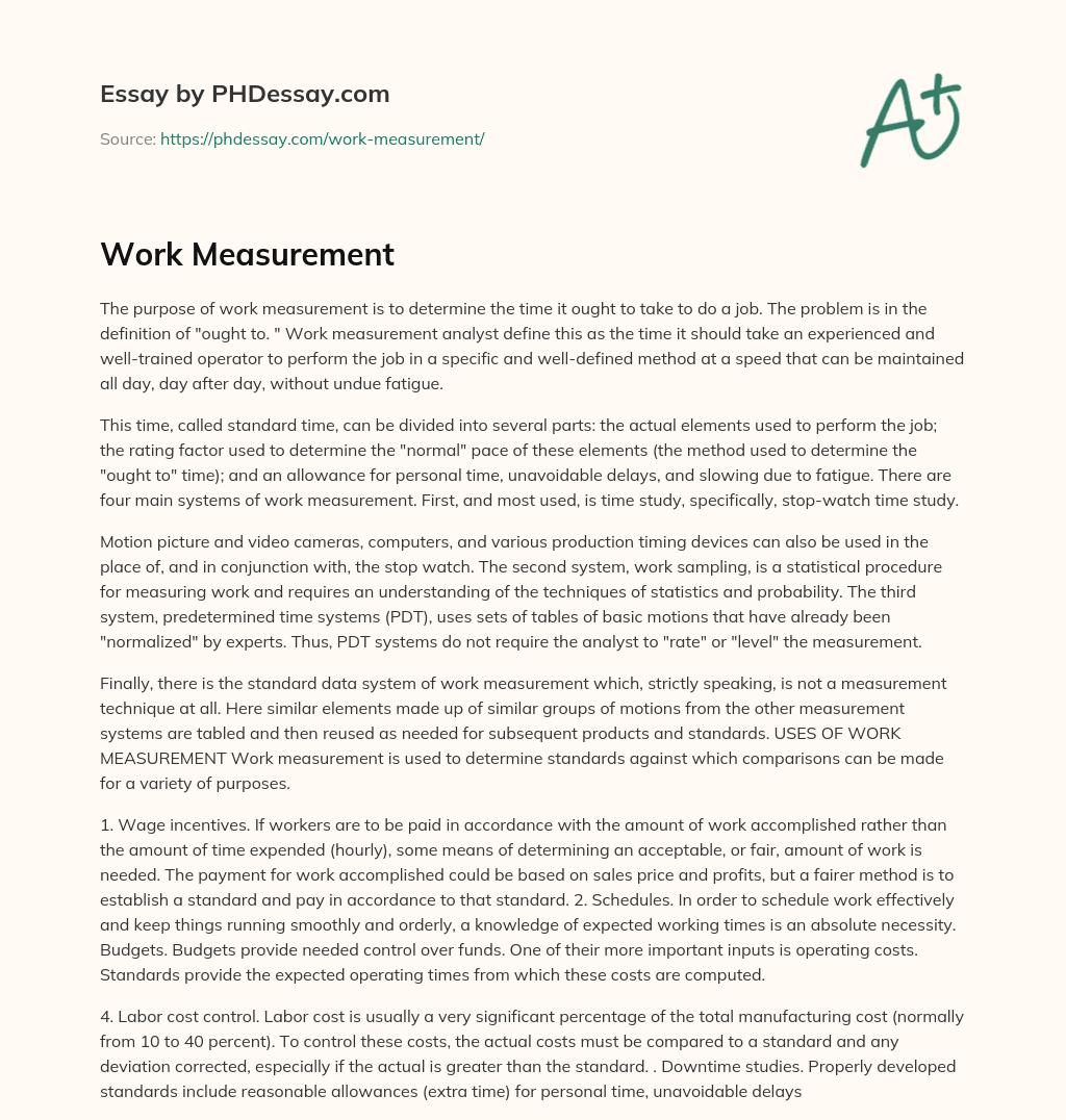 Work Measurement essay
