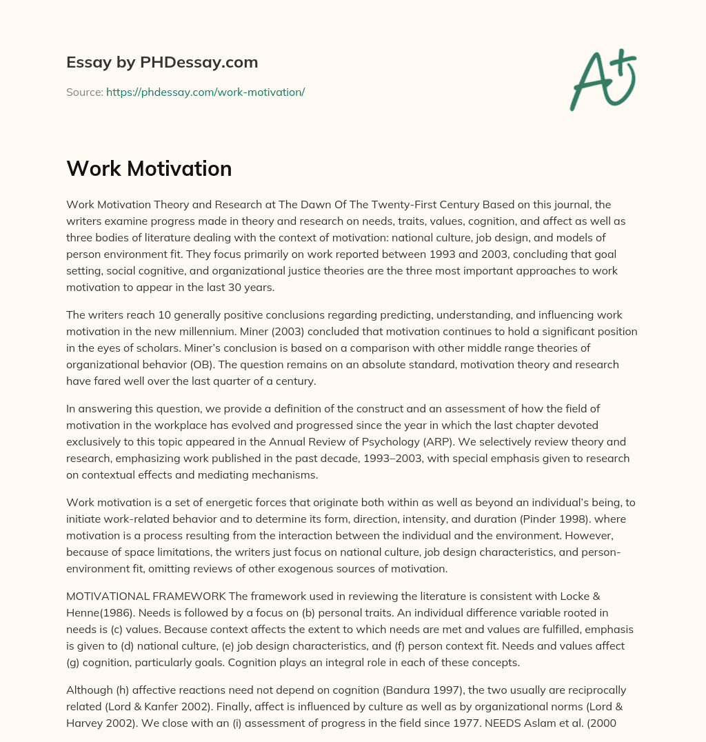 Work Motivation essay