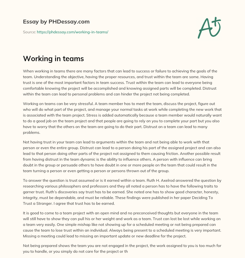Working in teams essay