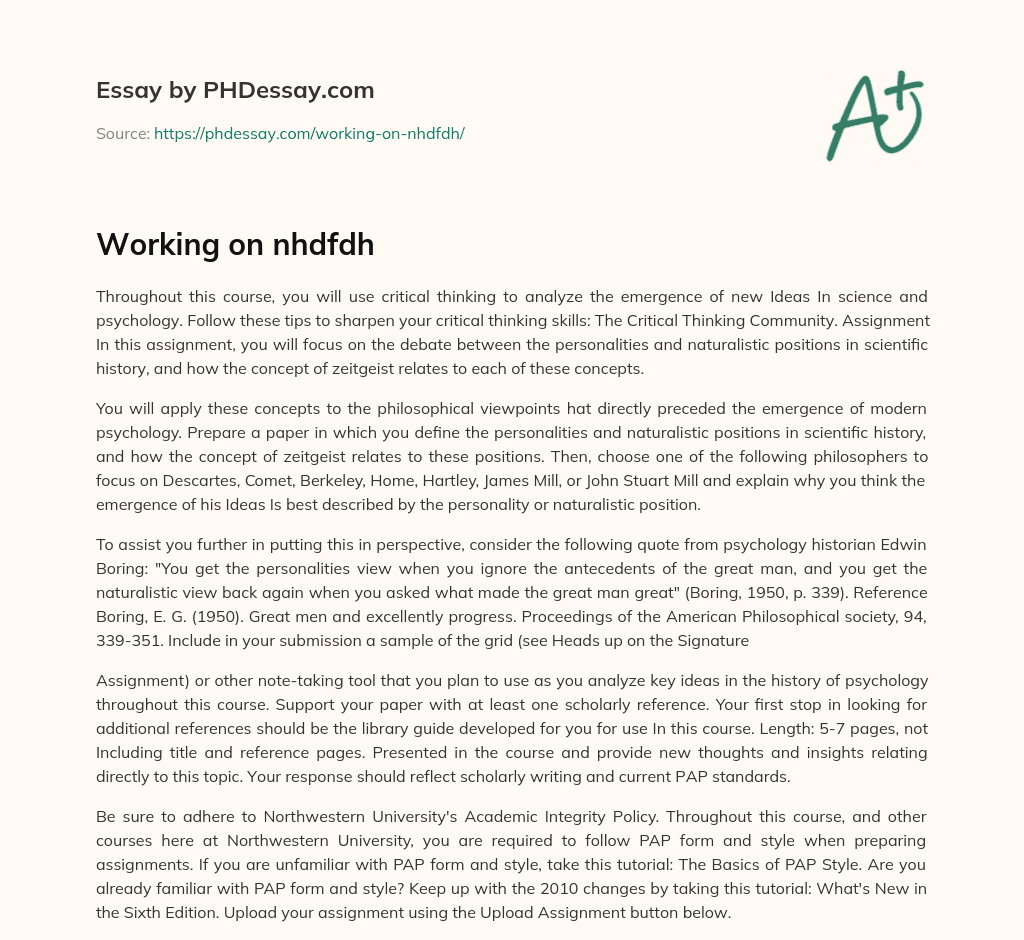 Working on nhdfdh essay