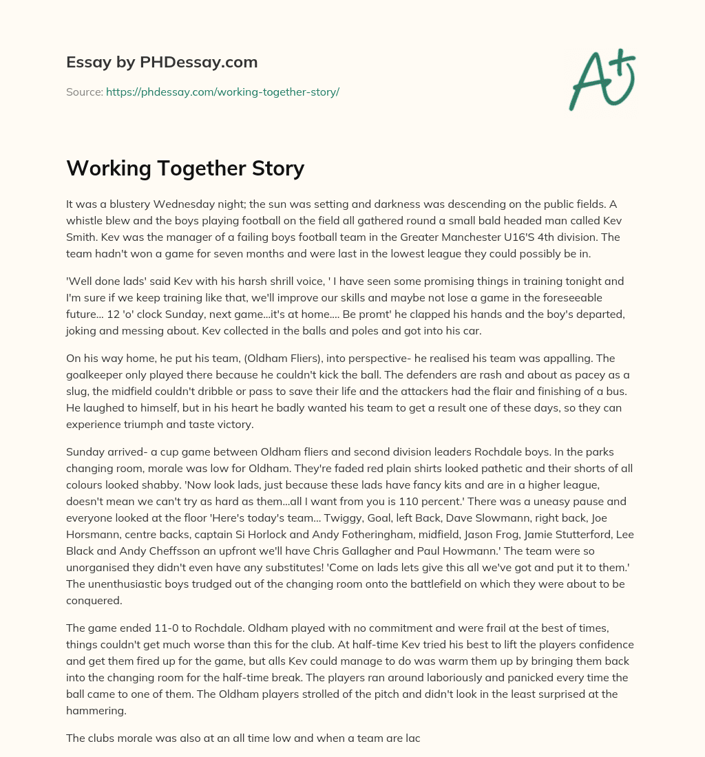 Working Together Story essay