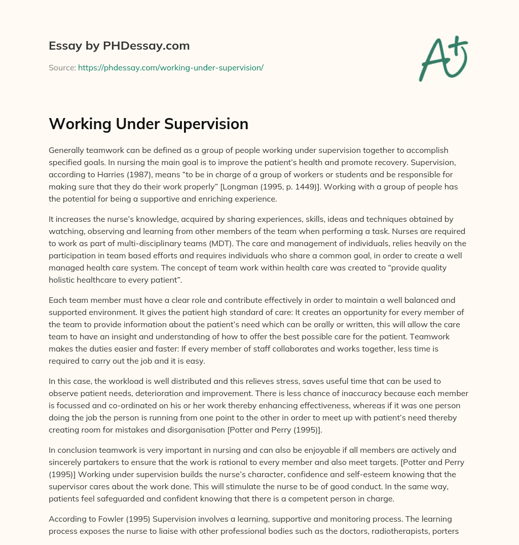 supervision essay in english