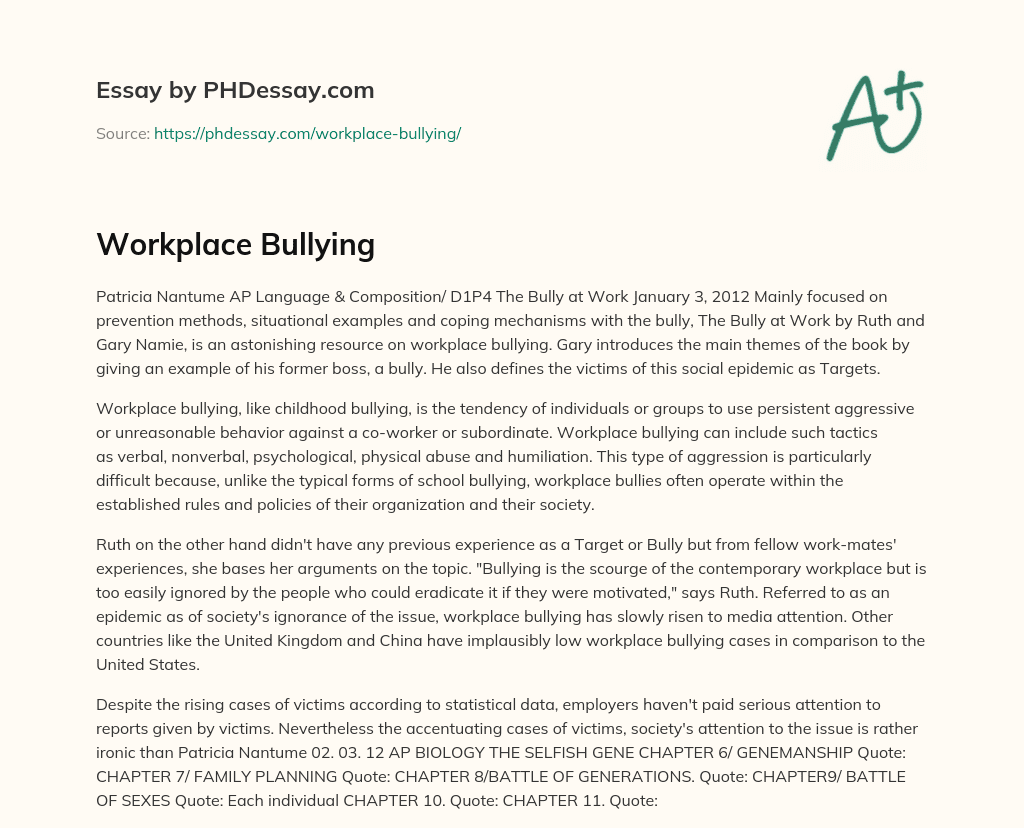workplace bullying essay