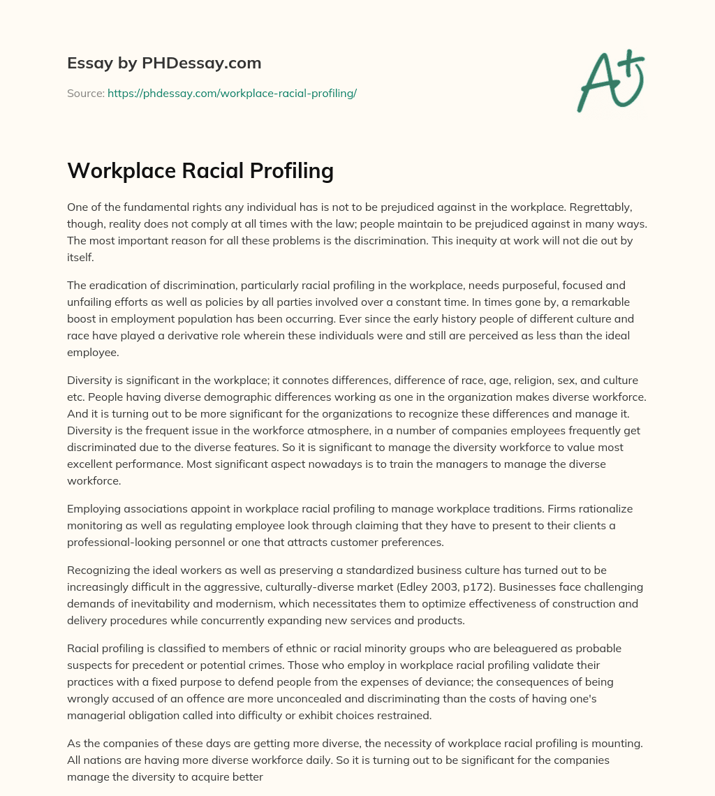 Workplace Racial Profiling essay