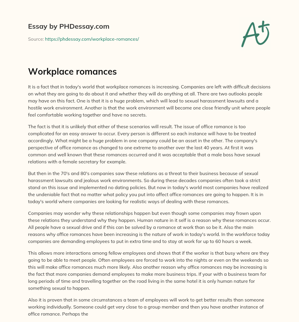 Workplace romances essay