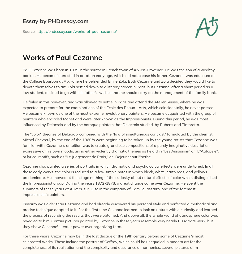 Works of Paul Cezanne essay