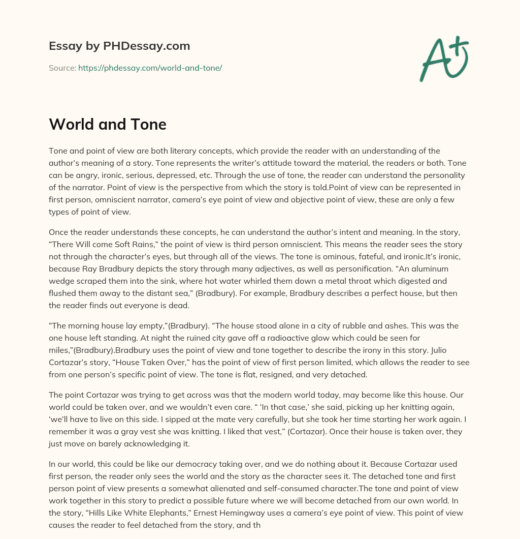 World and Tone essay