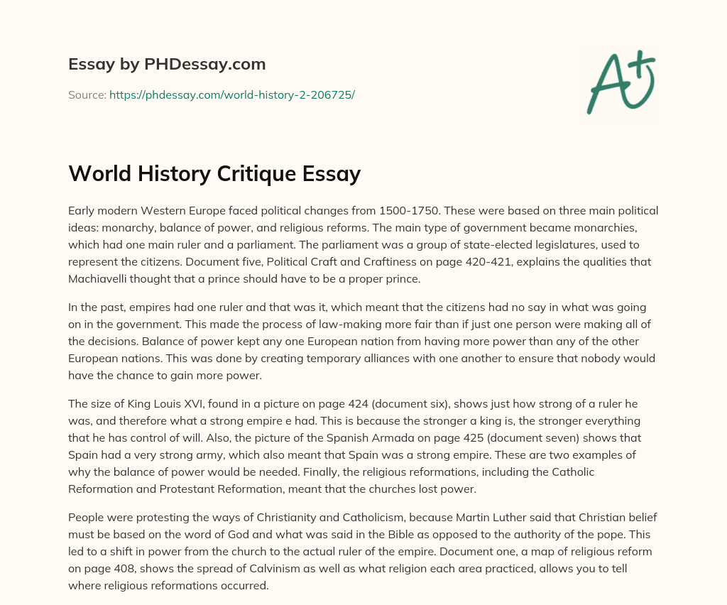 World History Critique Essay essay