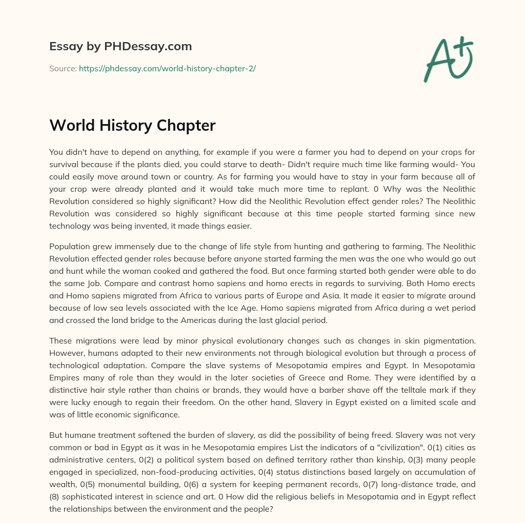 World History Chapter essay
