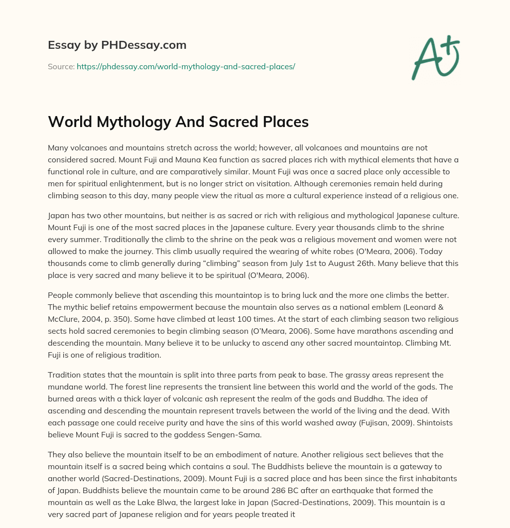 World Mythology And Sacred Places essay