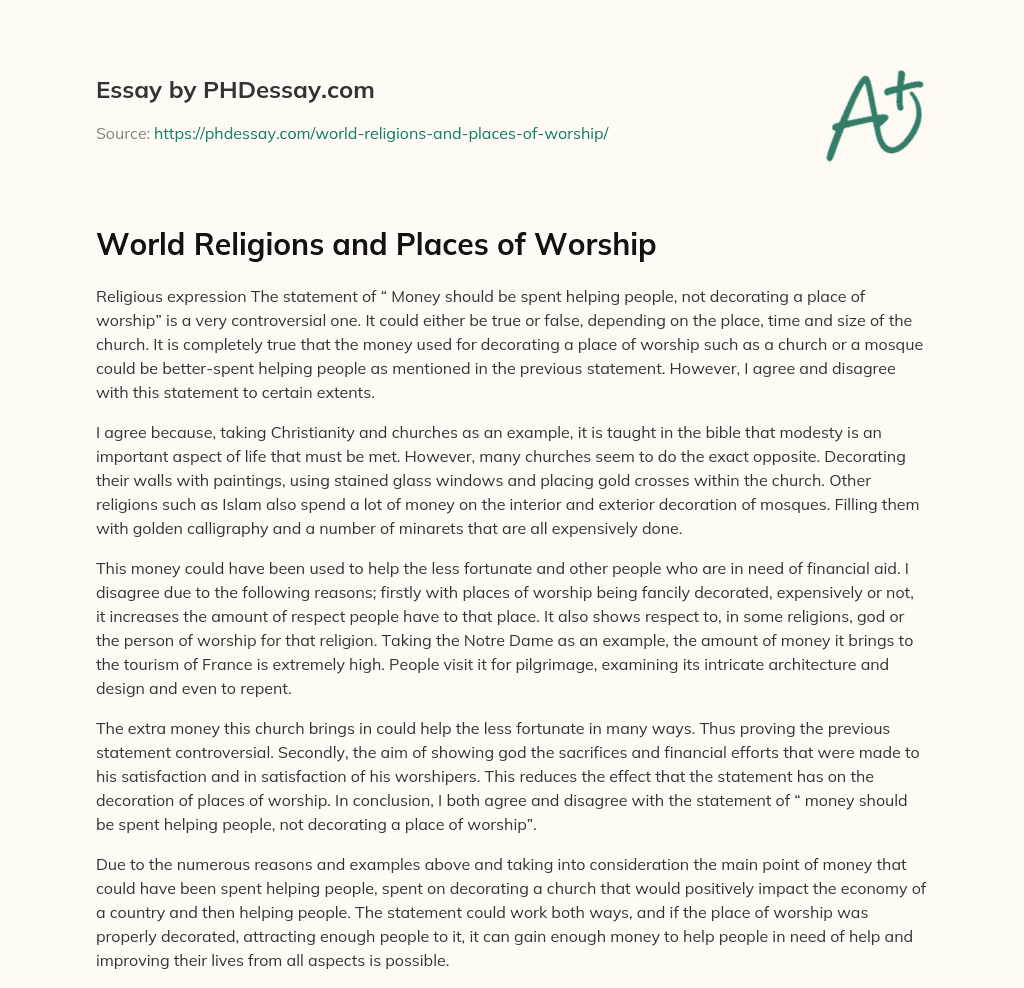 World Religions and Places of Worship essay