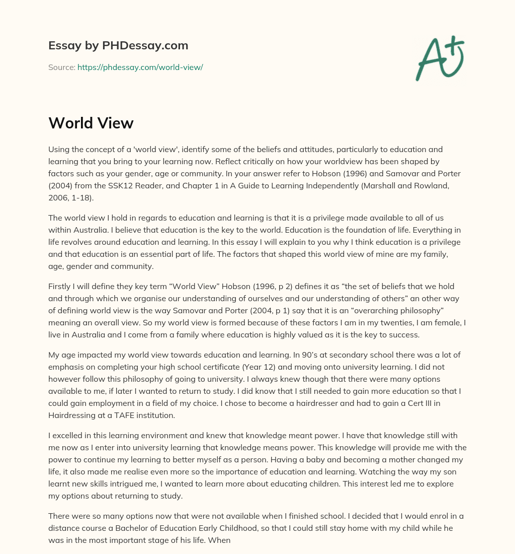 World View essay