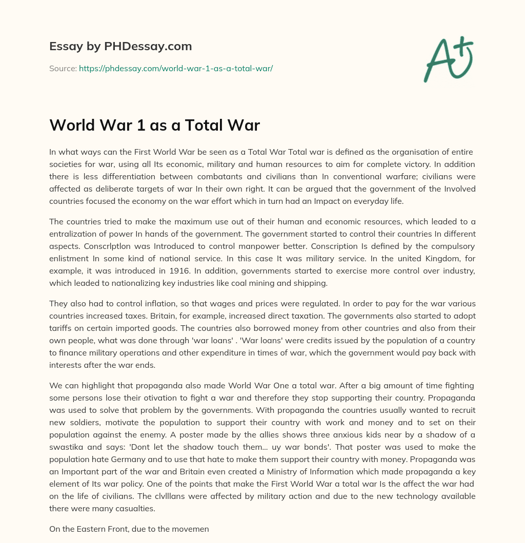 essays about the war