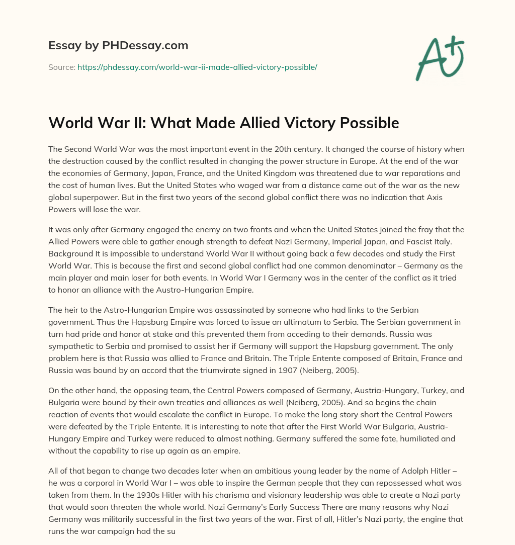 World War II: What Made Allied Victory Possible essay