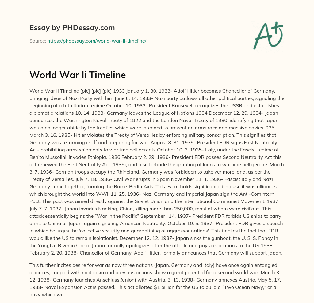 World War Ii Timeline essay