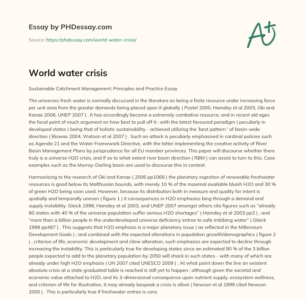water crisis in the world essay