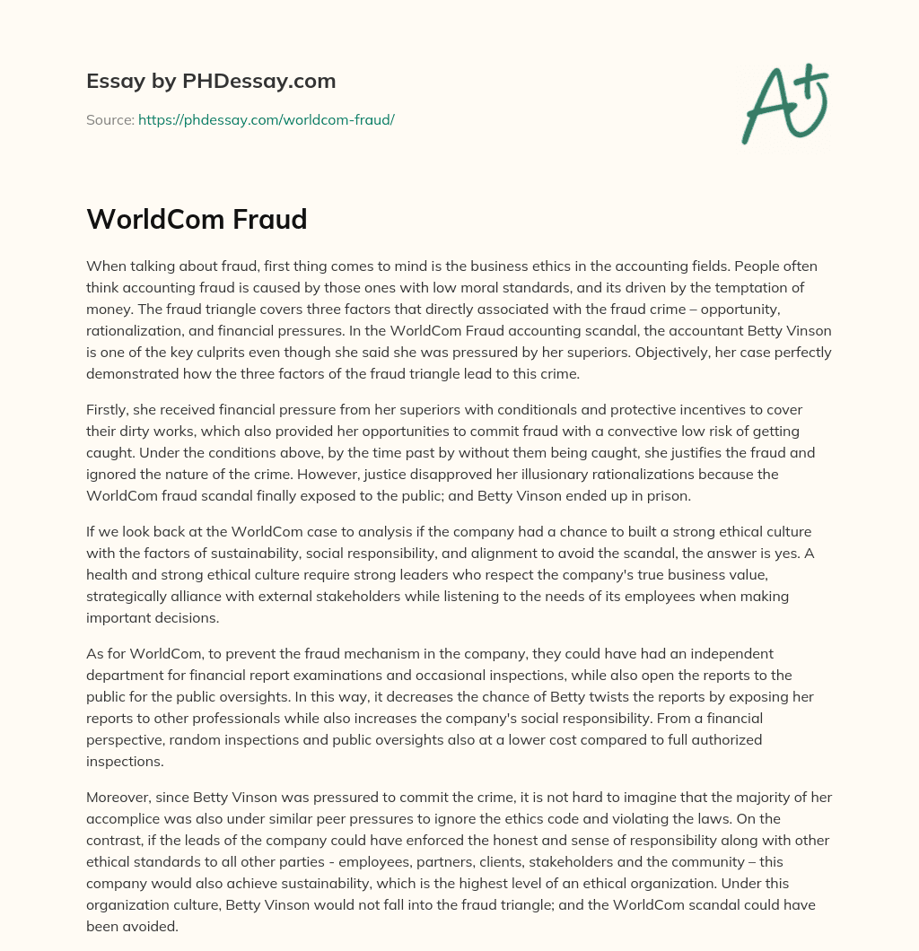 WorldCom Fraud essay