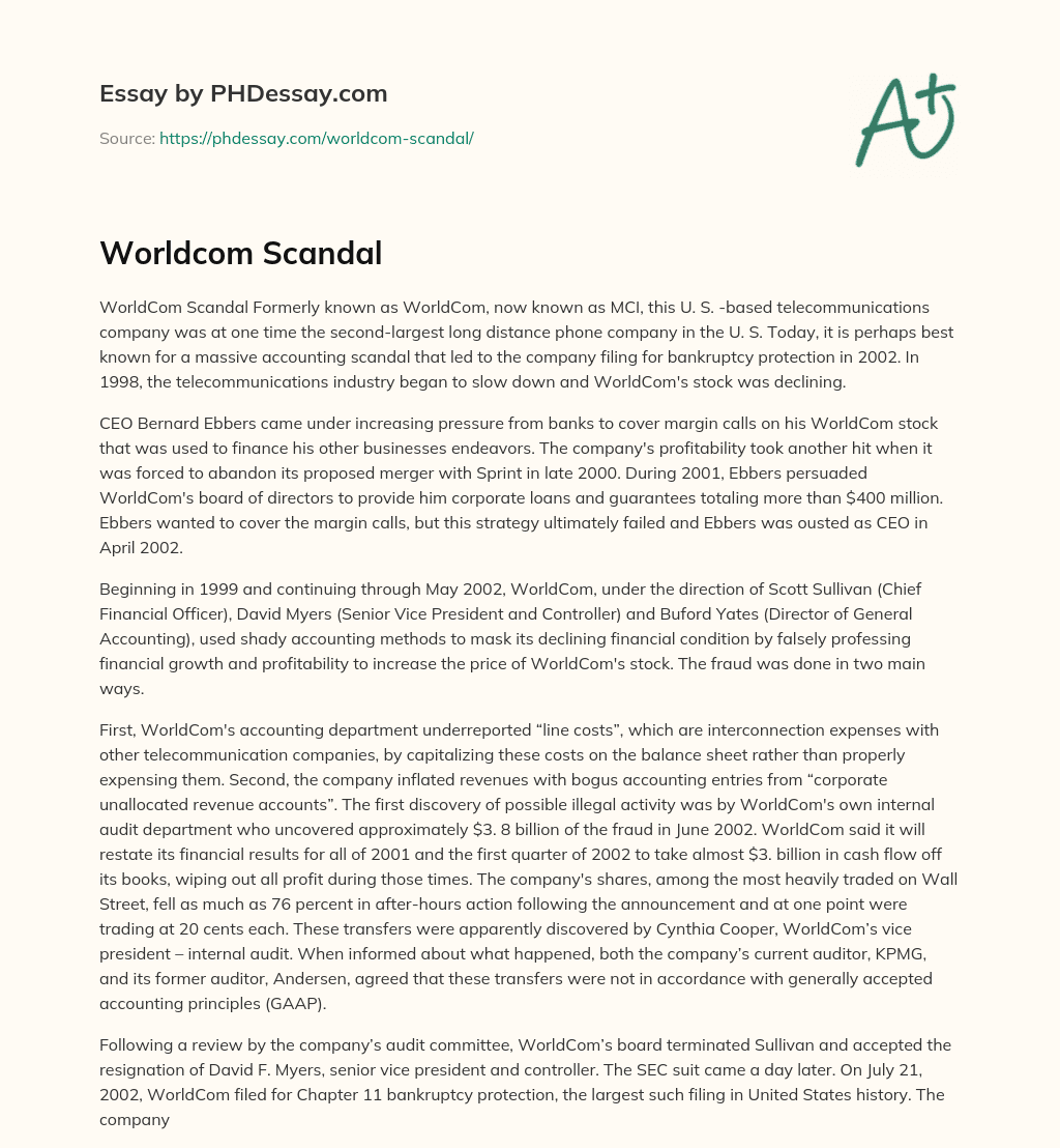 Worldcom Scandal essay