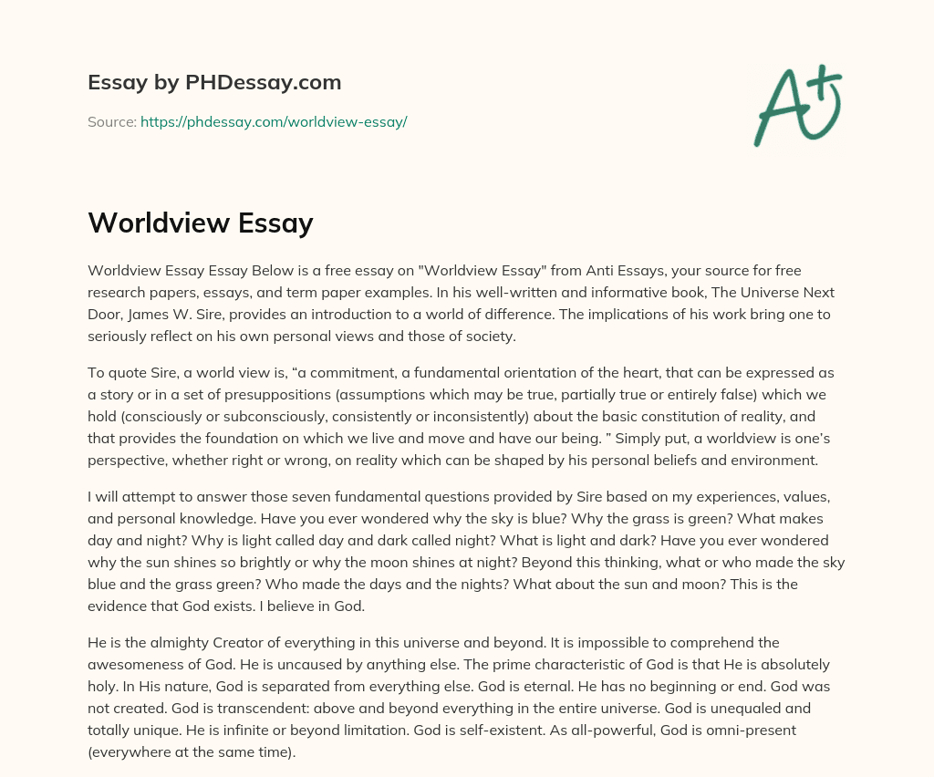 worldview essay introduction