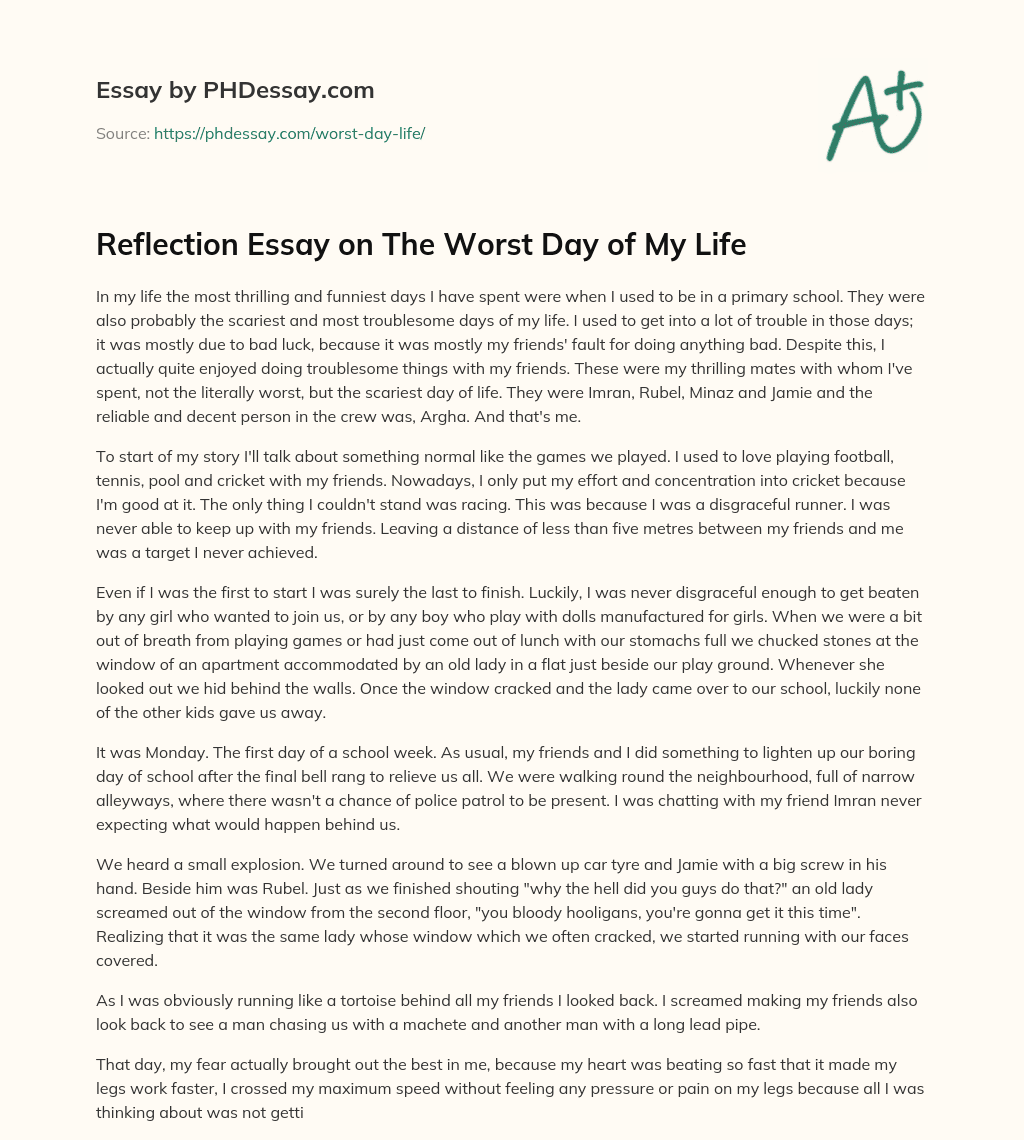 the bad day of my life essay 150 words