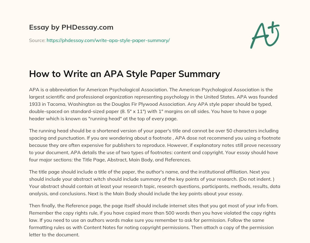 writing a summary of an article in apa format