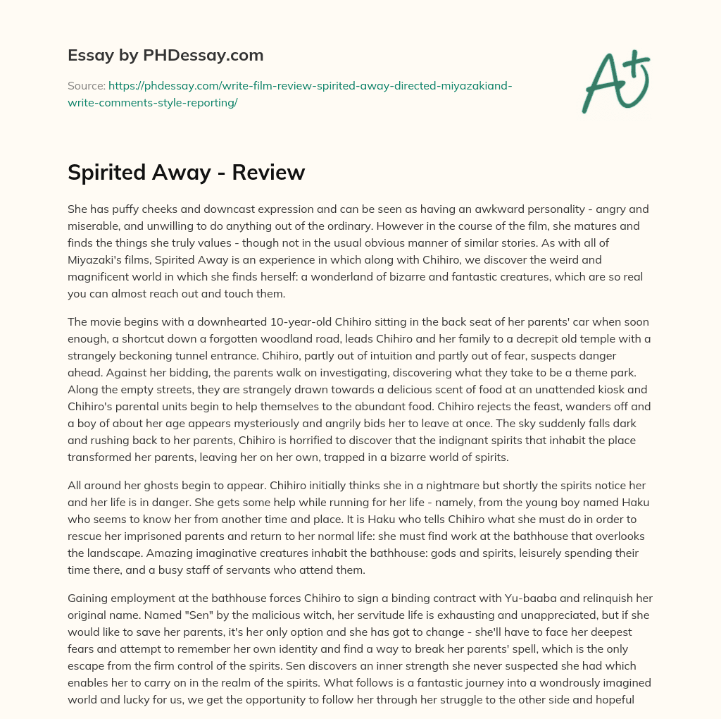 Spirited Away – Review essay