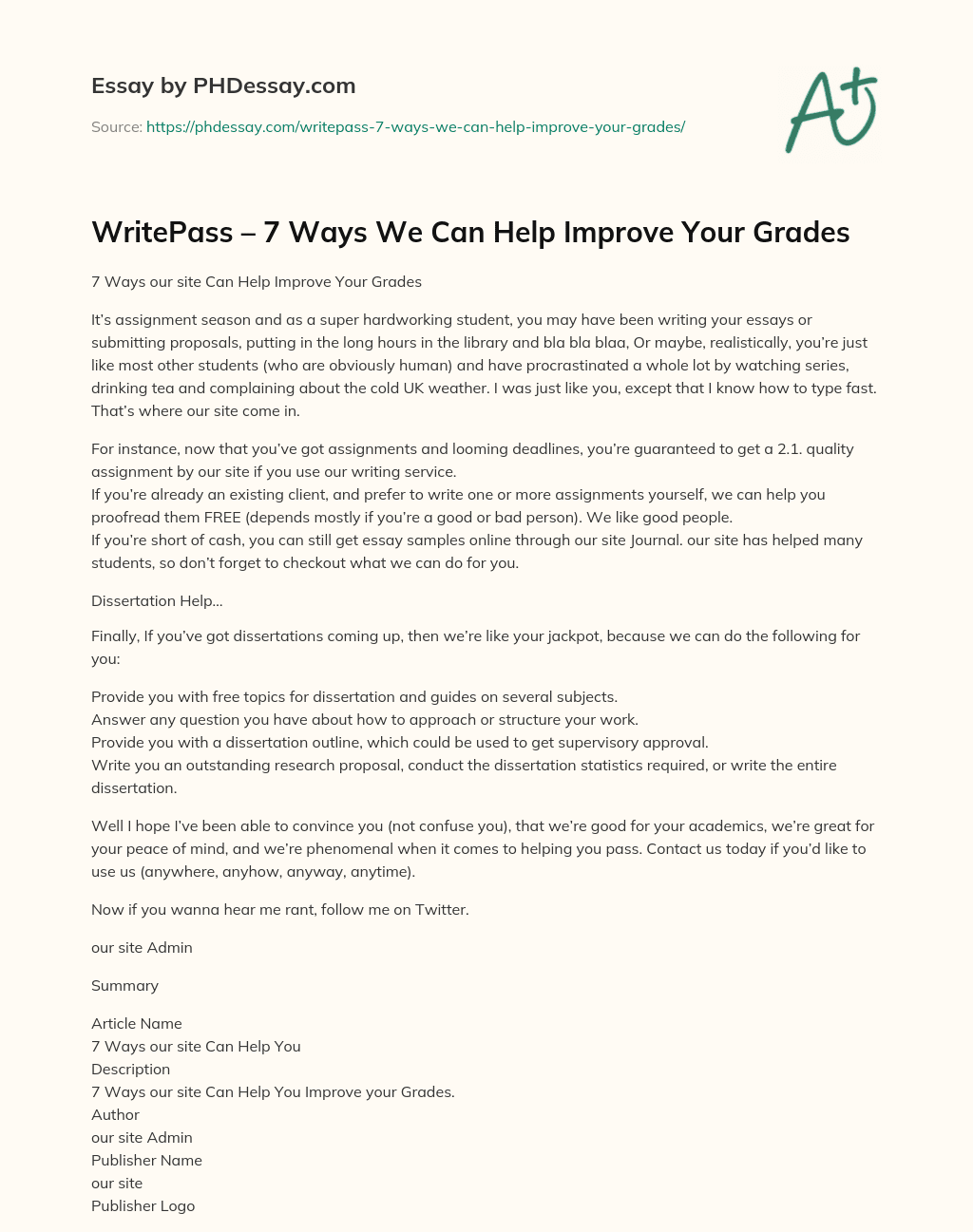 WritePass – 7 Ways We Can Help Improve Your Grades essay