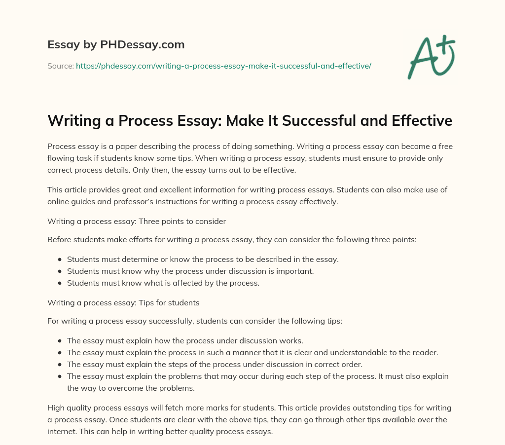 Writing a Process Essay: Make It Successful and Effective essay
