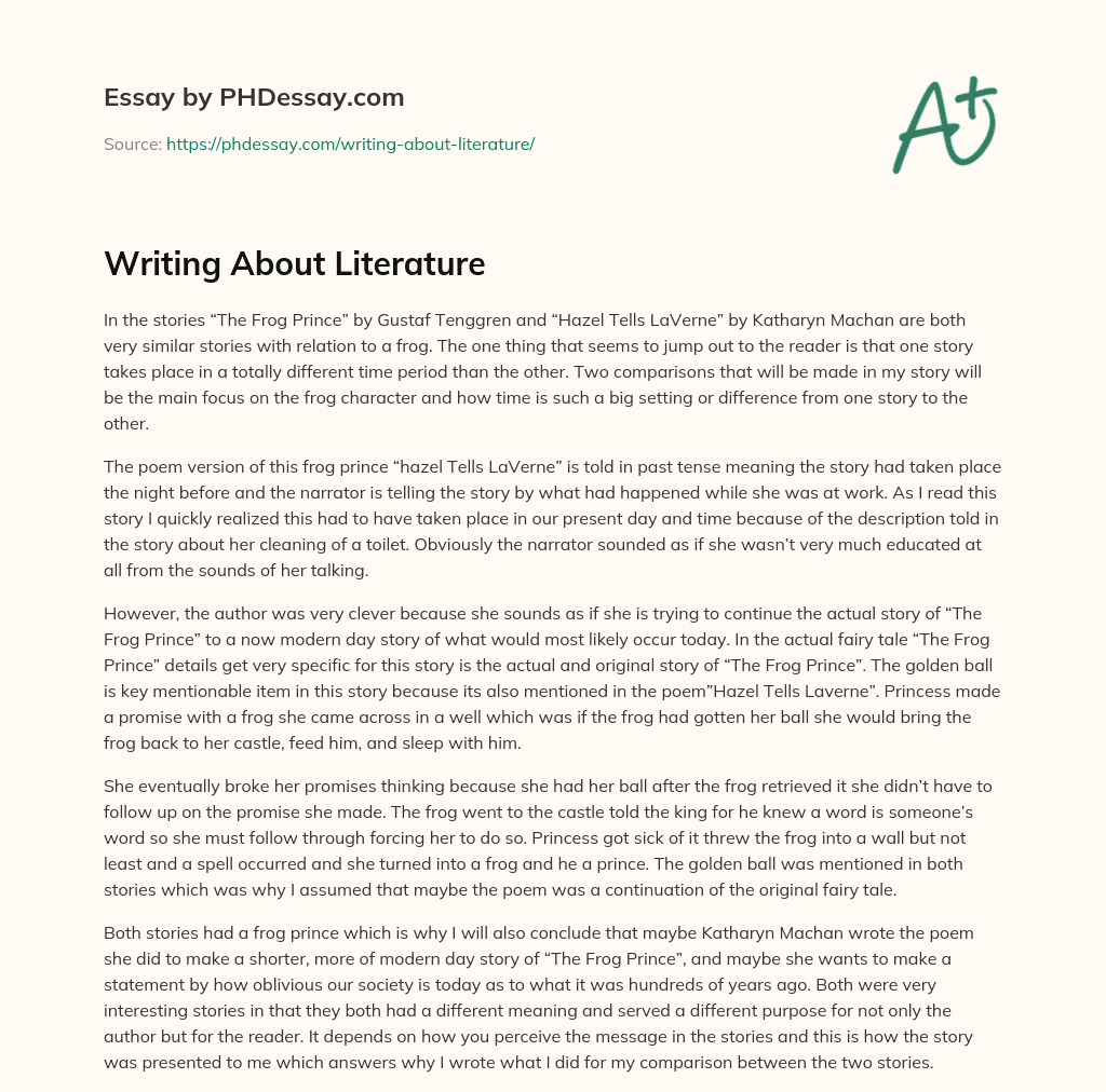 Writing About Literature essay
