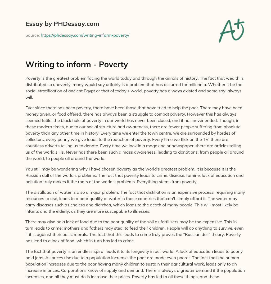 creative writing on poverty