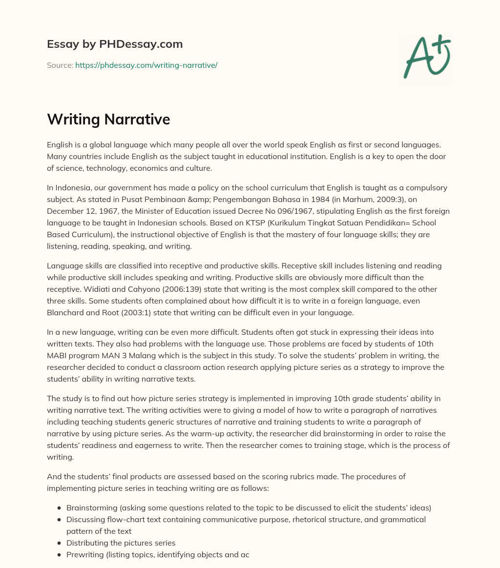 Writing Narrative essay