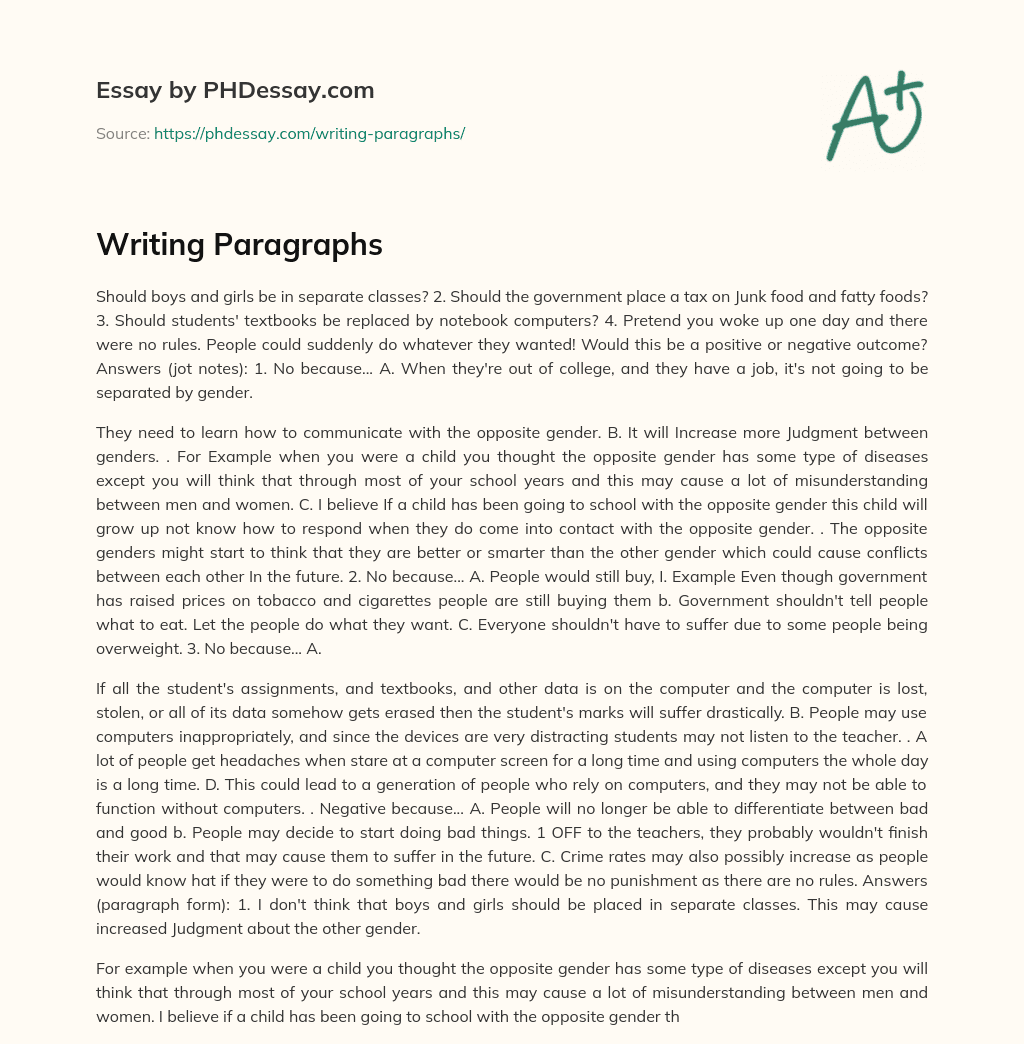Writing Paragraphs essay