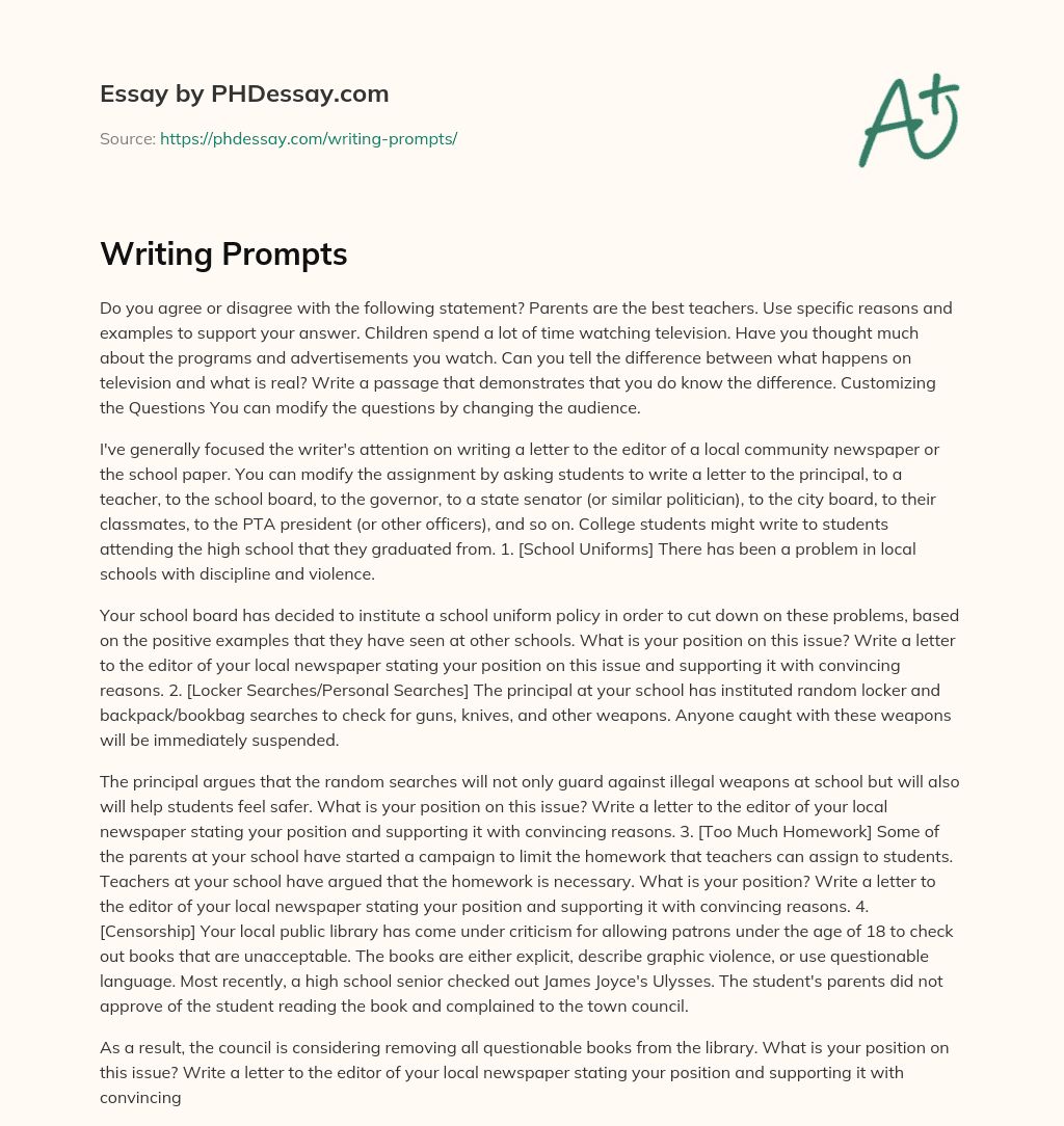 Writing Prompts essay