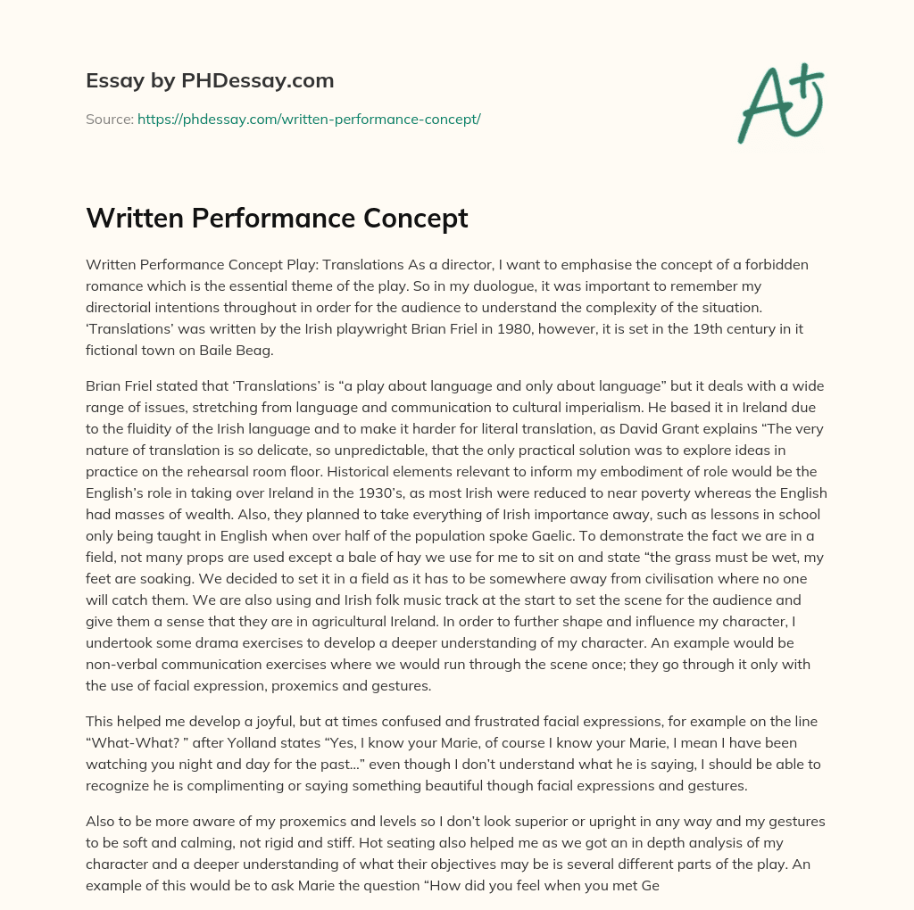 Written Performance Concept essay