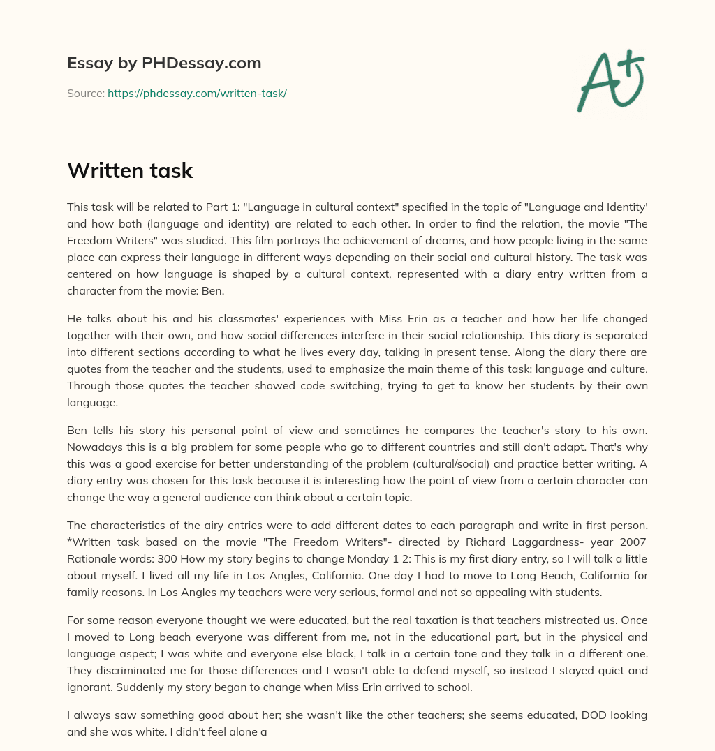 Written task essay