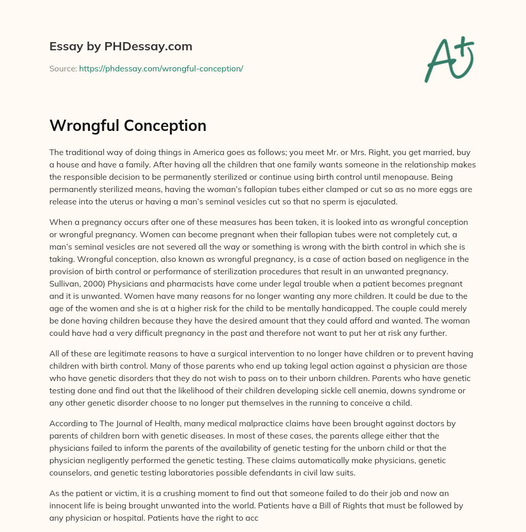 Wrongful Conception essay