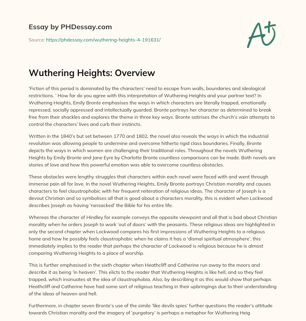 Wuthering Heights: Overview essay