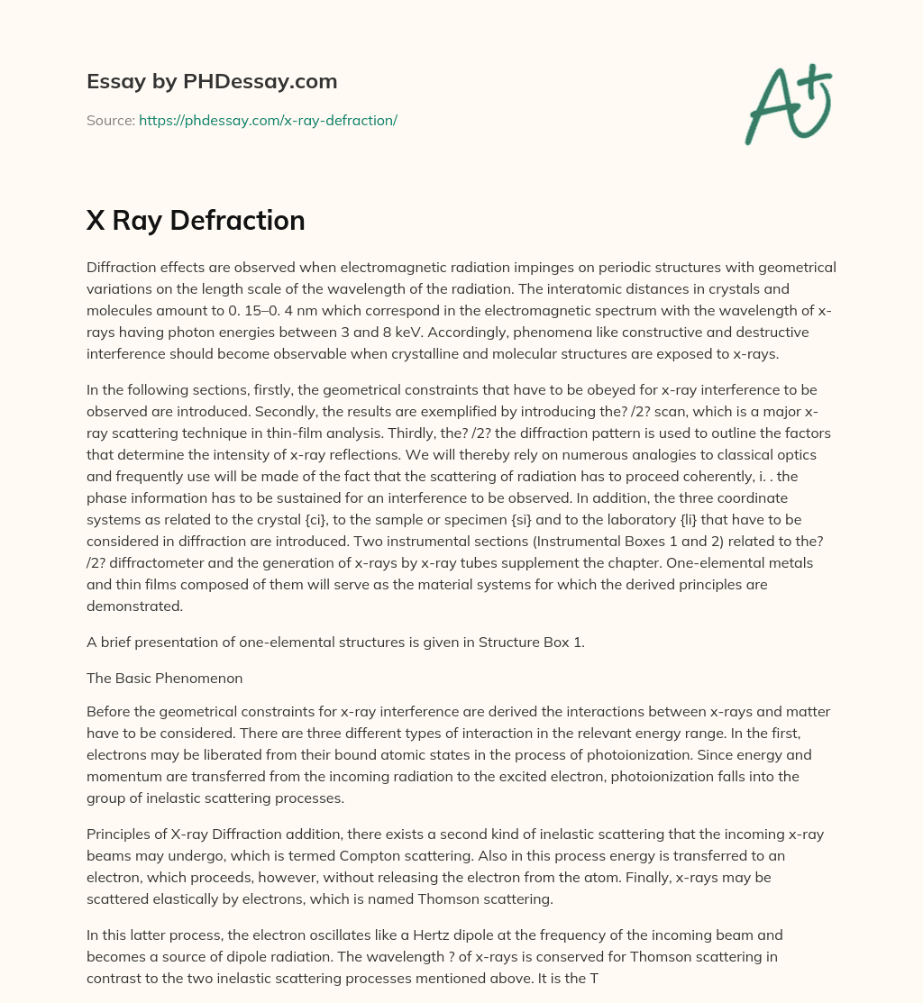 X Ray Defraction essay