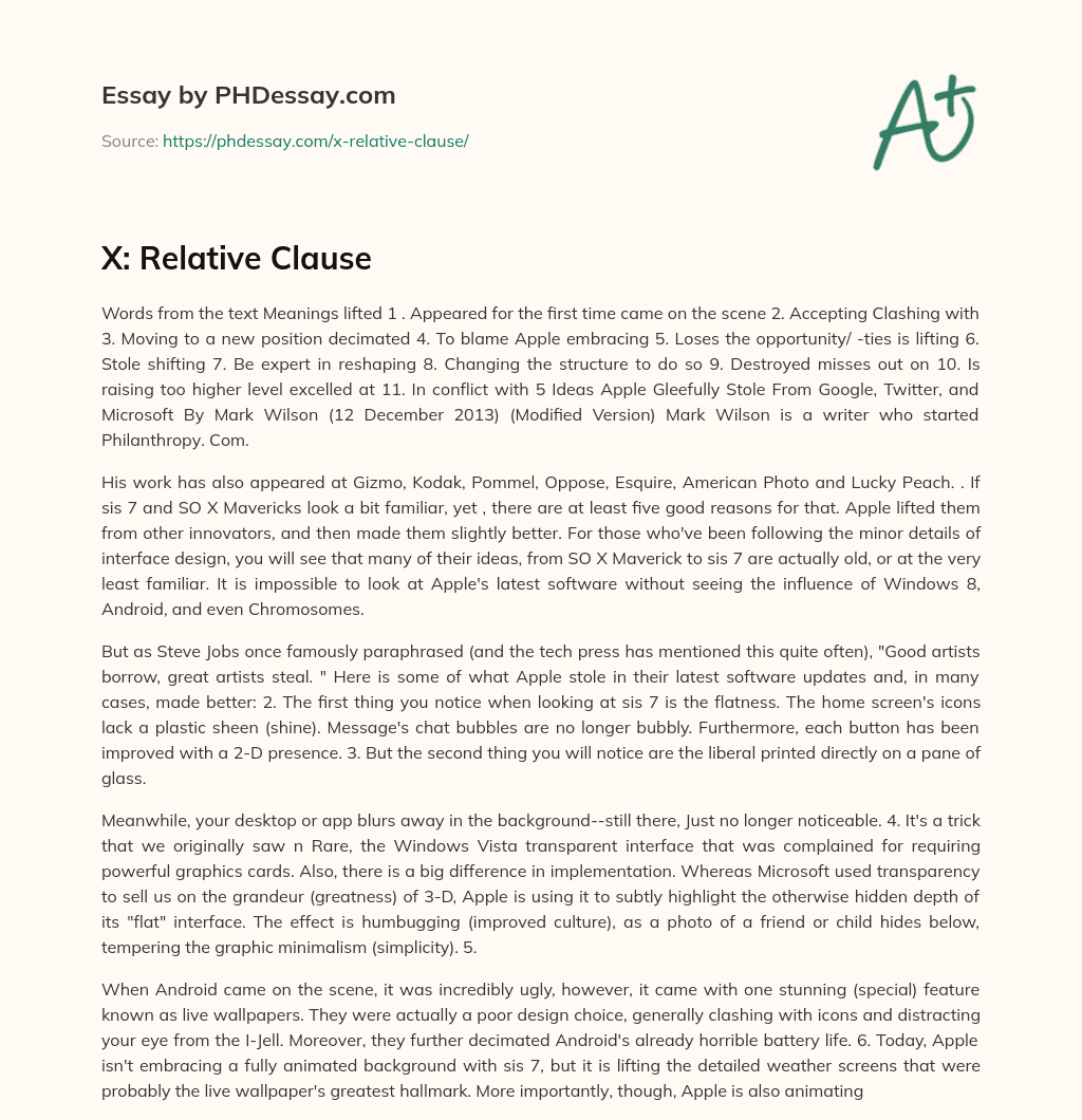 X: Relative Clause essay