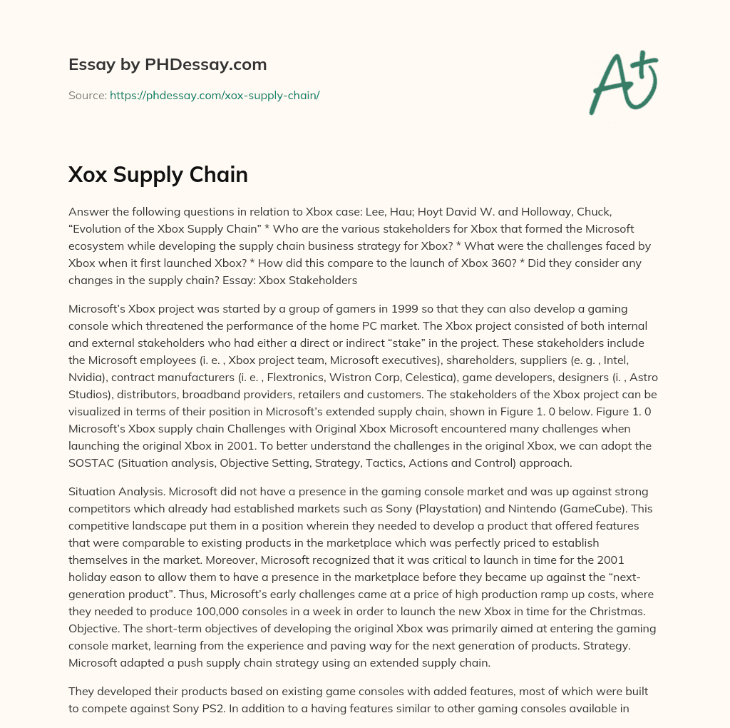 Xox Supply Chain essay