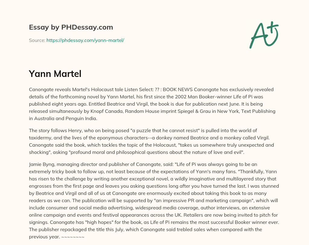 Yann Martel essay