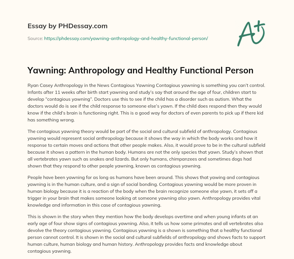 Yawning: Anthropology and Healthy Functional Person essay