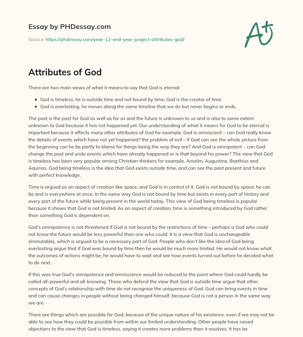 essay on attributes of god