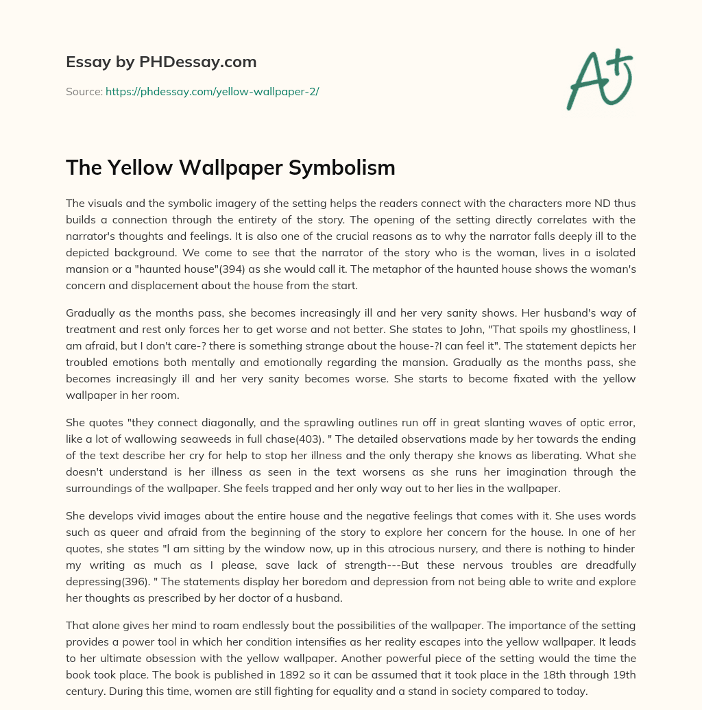 the yellow wallpaper symbolism essay