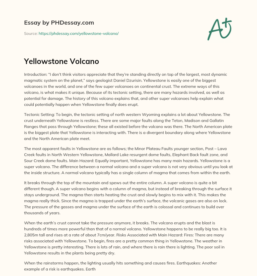 Yellowstone Volcano essay