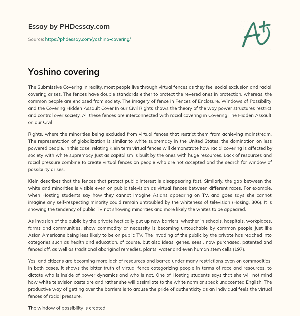 Yoshino covering essay