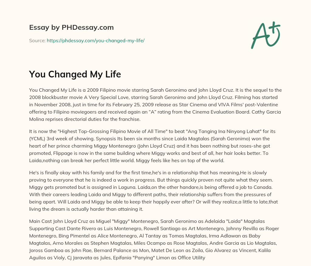 You Changed My Life essay